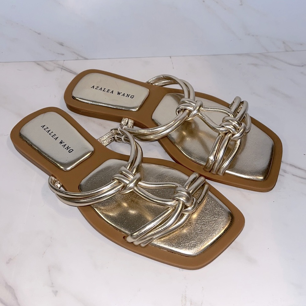 NEW azalea wang Stetson gold sandal sz 6 (d8)
